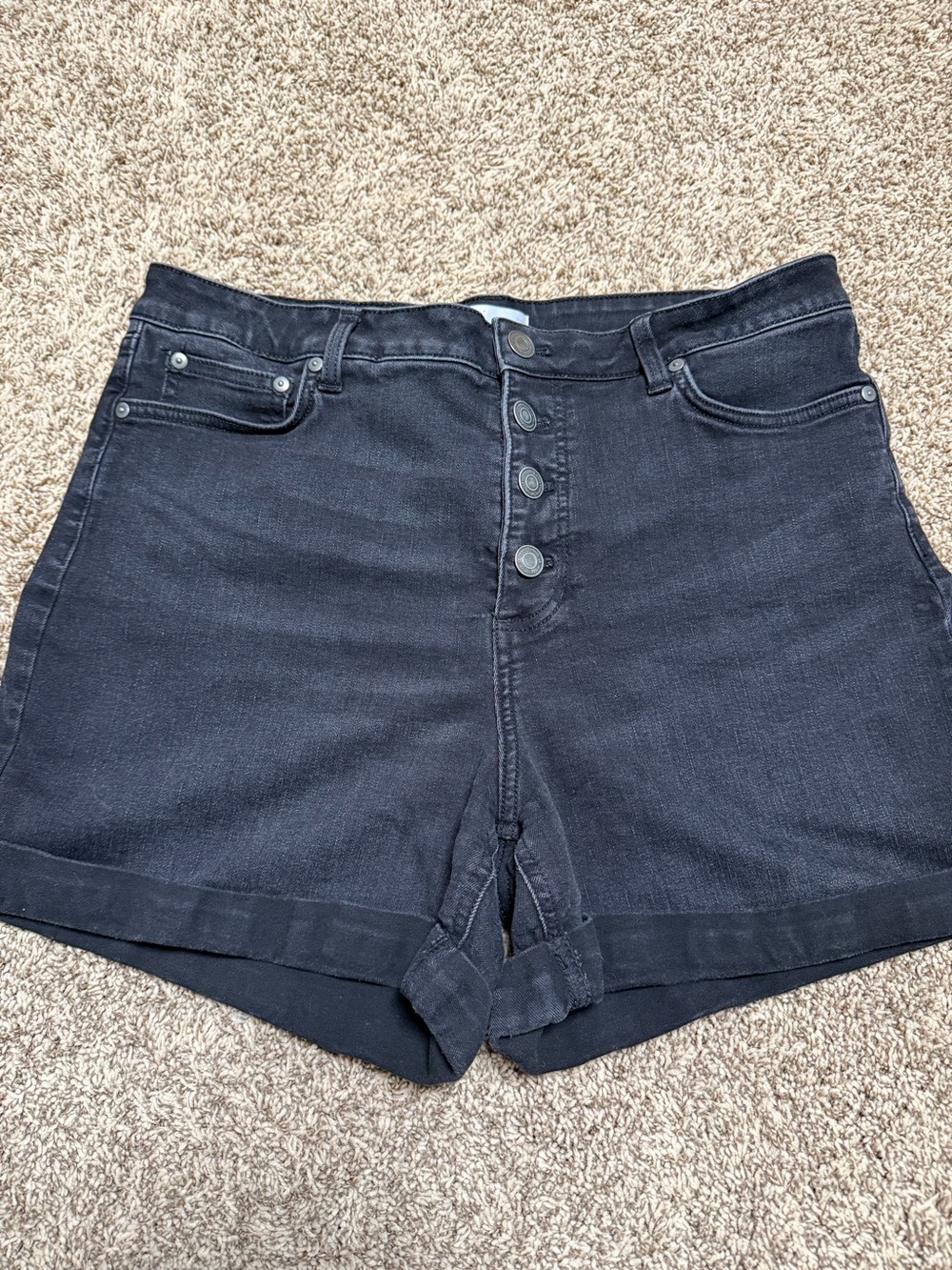 High-Rise Black Denim Women’s Shorts